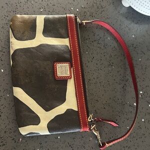 Dooney & Bourke Animal Print Wristlet with Red Trim